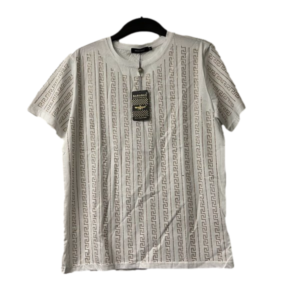 Barabas Men's ST937 White And Gold‎ Crew Neck T-Shirt NWT